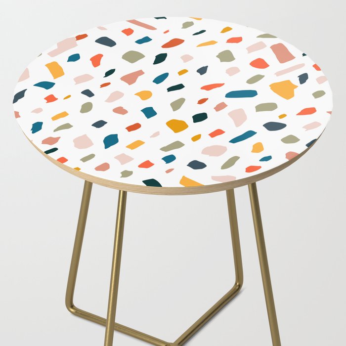 Terrazzo, Abstract Quirky Shapes Bohemian Modern Pattern Confetti Celebration Random Colorful Shapes Side Table Gallery Image 2