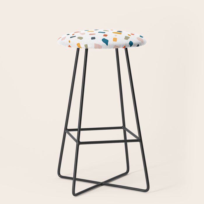 Terrazzo, Abstract Quirky Shapes Bohemian Modern Pattern Confetti Celebration Random Colorful Shapes Stool Gallery Image 1