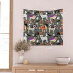 Pug halloween costumes mummy witch vampire pug dog breed pattern by pet friendly Wall Tapestry Gallery Image 2