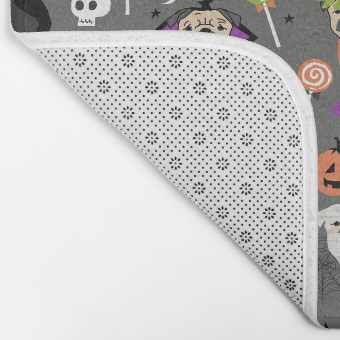 Pug halloween costumes mummy witch vampire pug dog breed pattern by pet friendly Bath Mat Gallery Image 2