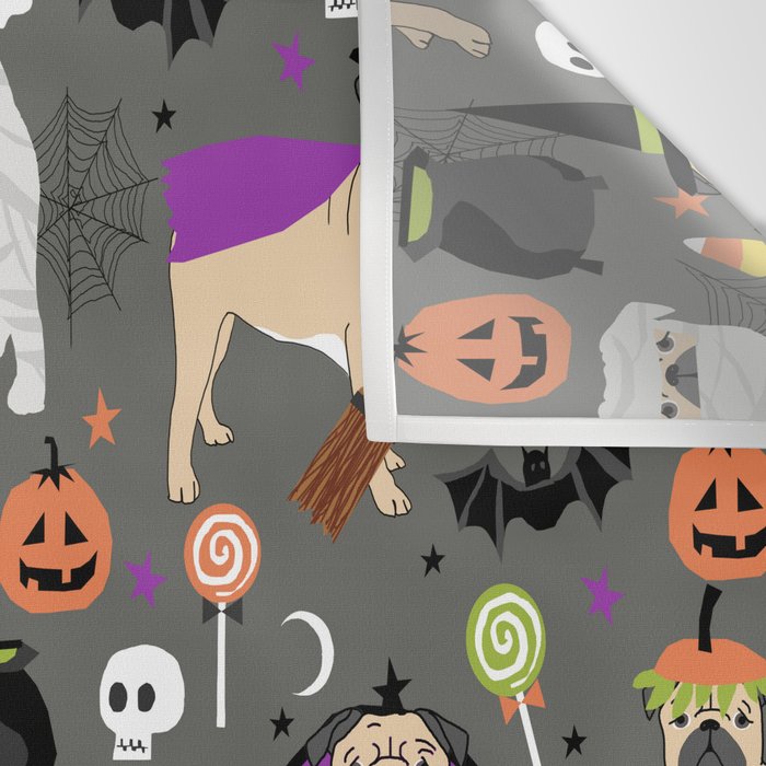 Pug halloween costumes mummy witch vampire pug dog breed pattern by pet friendly Wall Tapestry Gallery Image 3