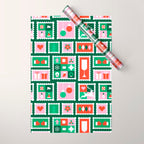 Christmas postage stamp pattern Wrapping Paper Gallery Image 1