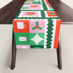 Christmas postage stamp pattern Table Runner Gallery Image 1
