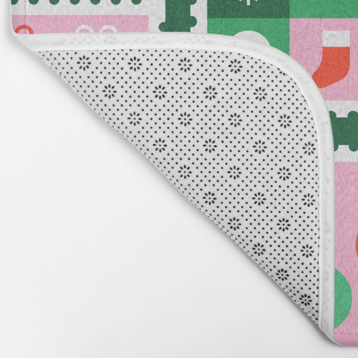 Christmas postage stamp pattern Bath Mat Gallery Image 2