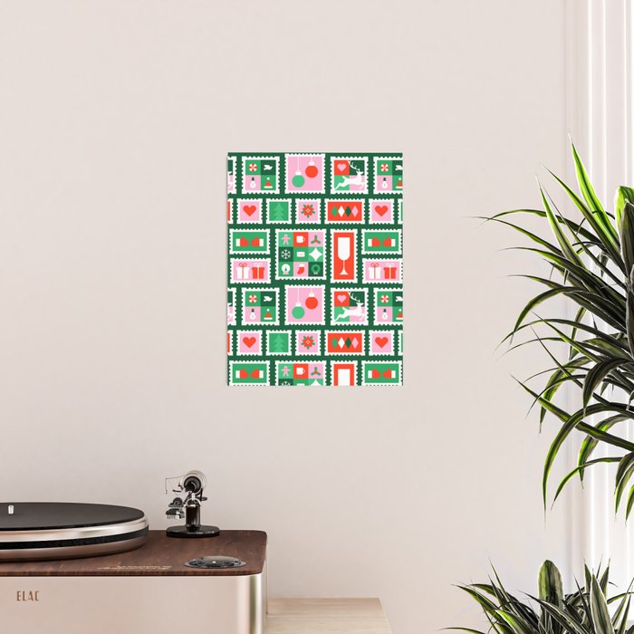 Christmas postage stamp pattern Poster Gallery Image 2