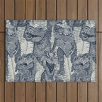 Tyrannosaurus rex indigo Outdoor Rug Gallery Image 1