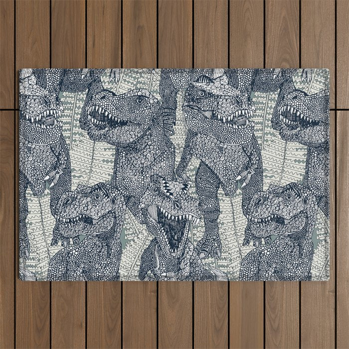 Tyrannosaurus rex indigo Outdoor Rug Gallery Image 1