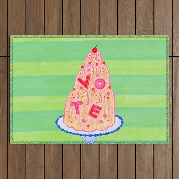 Mold the Future & Vote in Lime Green Outdoor Rug Gallery Image 1