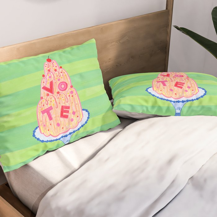 Mold the Future & Vote in Lime Green Pillow Sham Gallery Image 2