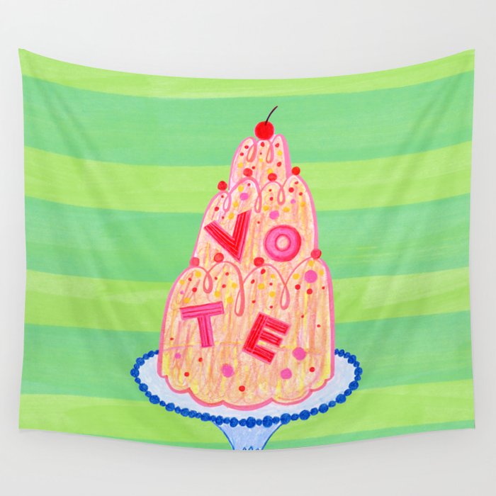 Mold the Future & Vote in Lime Green Wall Tapestry Gallery Image 4