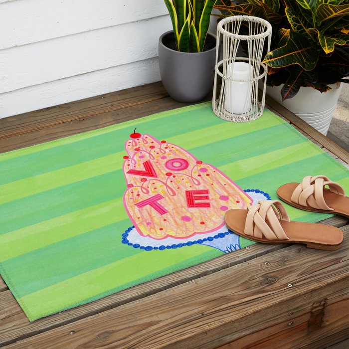 Mold the Future & Vote in Lime Green Outdoor Rug Gallery Image 2