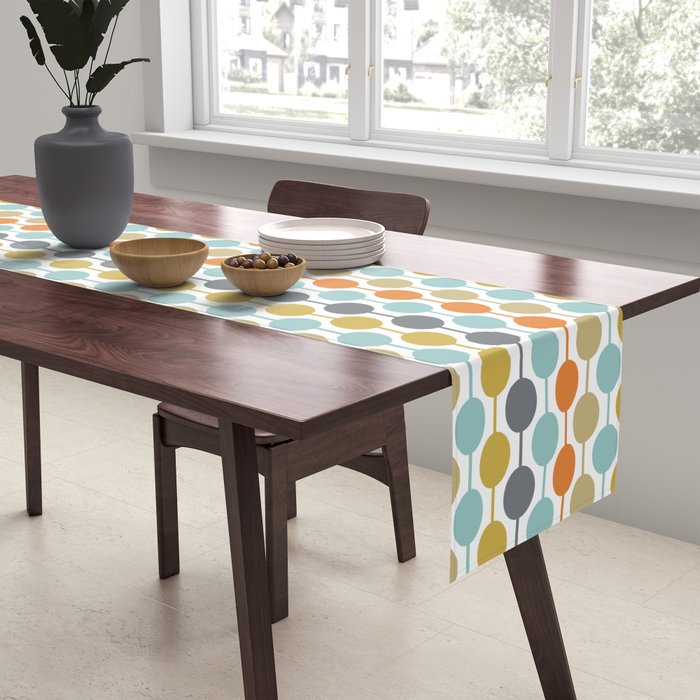 Retro Circles Mid Century Modern Background Table Runner Gallery Image 2