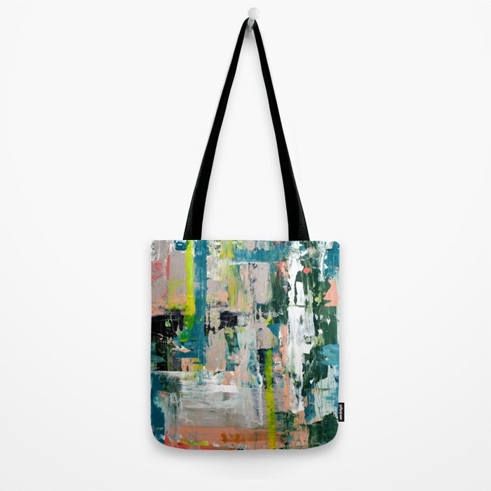 Imagine: A bright abstract painting in green, pink, and neon yellow by Alyssa Hamilton Art Tote Bag Gallery Image 2