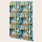 Imagine: A bright abstract painting in green, pink, and neon yellow by Alyssa Hamilton Art Wallpaper Gallery Image 2