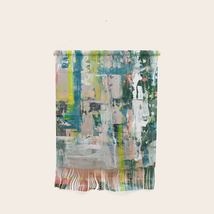 Imagine: A bright abstract painting in green, pink, and neon yellow by Alyssa Hamilton Art Wall Hanging Gallery Image 1