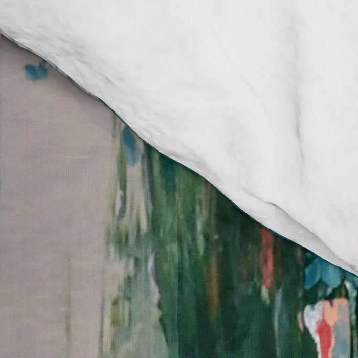 Imagine: A bright abstract painting in green, pink, and neon yellow by Alyssa Hamilton Art Comforter Gallery Image 4