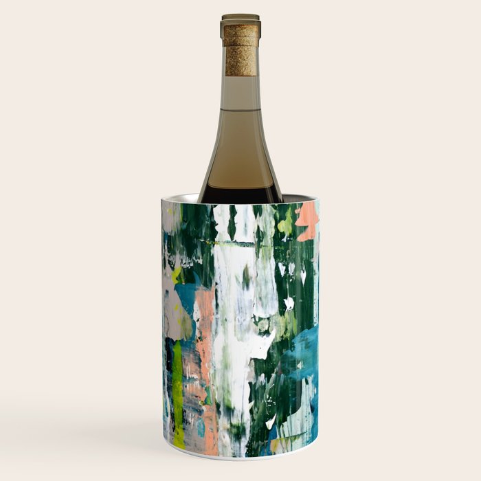 Imagine: A bright abstract painting in green, pink, and neon yellow by Alyssa Hamilton Art Wine Chiller Gallery Image 3