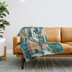 Imagine: A bright abstract painting in green, pink, and neon yellow by Alyssa Hamilton Art Throw Blanket Gallery Image 1