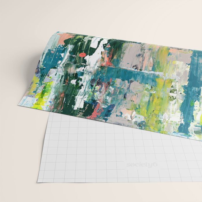 Imagine: A bright abstract painting in green, pink, and neon yellow by Alyssa Hamilton Art Wrapping Paper Gallery Image 2