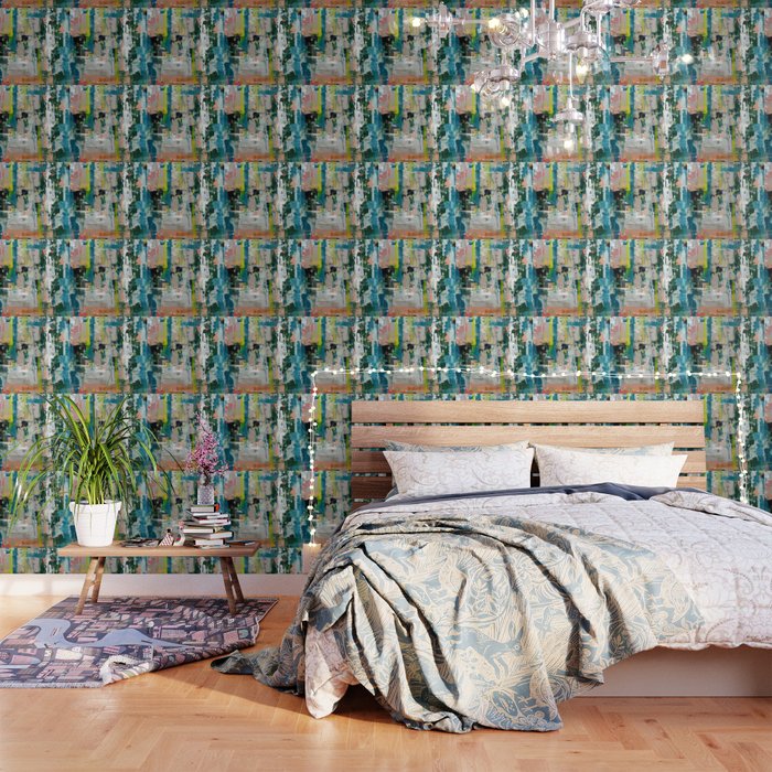 Imagine: A bright abstract painting in green, pink, and neon yellow by Alyssa Hamilton Art Wallpaper Gallery Image 3