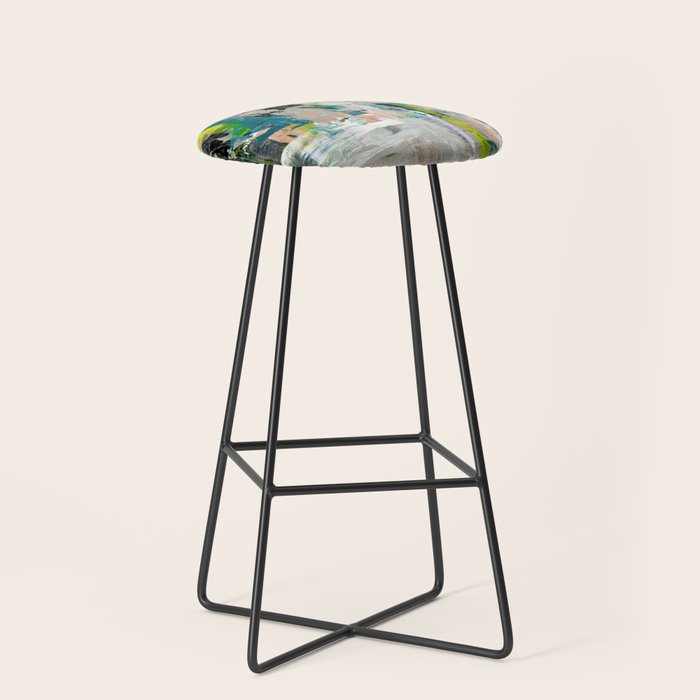 Imagine: A bright abstract painting in green, pink, and neon yellow by Alyssa Hamilton Art Stool Gallery Image 1