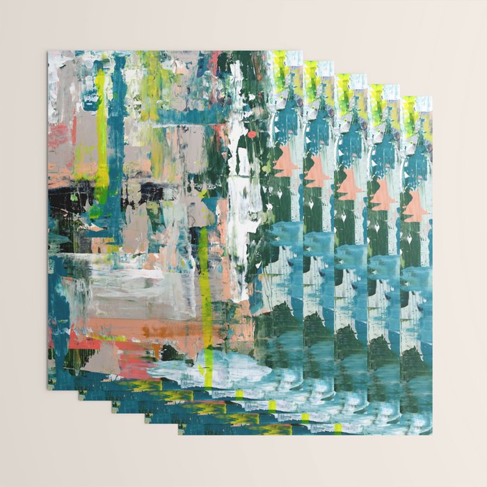 Imagine: A bright abstract painting in green, pink, and neon yellow by Alyssa Hamilton Art Wrapping Paper Gallery Image 3