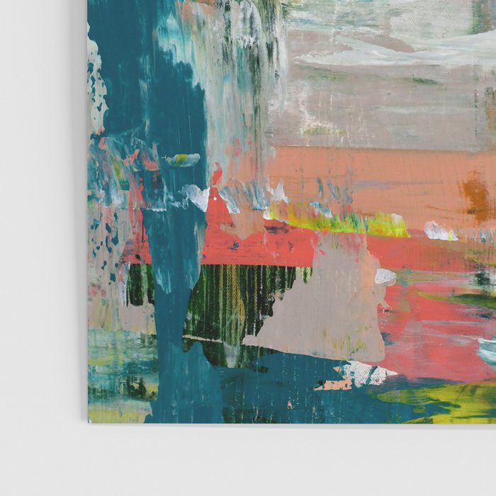 Imagine: A bright abstract painting in green, pink, and neon yellow by Alyssa Hamilton Art Poster Gallery Image 3