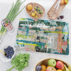 Imagine: A bright abstract painting in green, pink, and neon yellow by Alyssa Hamilton Art Cutting Board Gallery Image 2