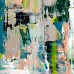 Imagine: A bright abstract painting in green, pink, and neon yellow by Alyssa Hamilton Art Coffee Mug Gallery Image 2