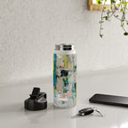 Imagine: A bright abstract painting in green, pink, and neon yellow by Alyssa Hamilton Art Water Bottle Gallery Image 4