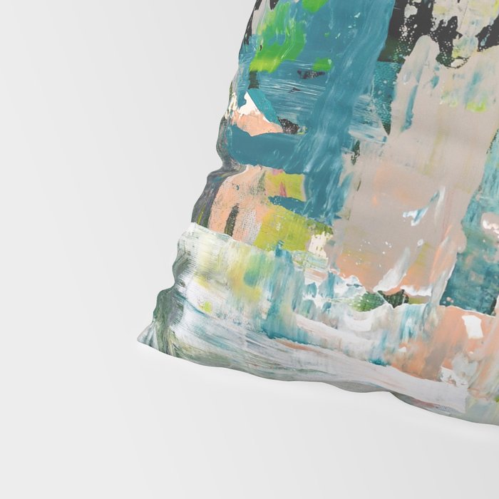 Imagine: A bright abstract painting in green, pink, and neon yellow by Alyssa Hamilton Art Pillow Sham Gallery Image 4