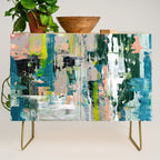 Imagine: A bright abstract painting in green, pink, and neon yellow by Alyssa Hamilton Art Credenza Gallery Image 1