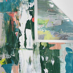 Imagine: A bright abstract painting in green, pink, and neon yellow by Alyssa Hamilton Art Wall Tapestry Gallery Image 3