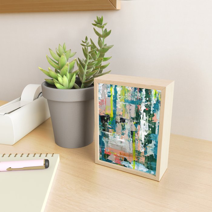 Imagine: A bright abstract painting in green, pink, and neon yellow by Alyssa Hamilton Art Mini Art Print Gallery Image 2