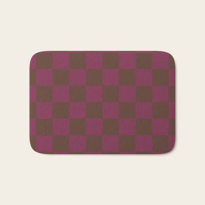 Chocolate x Ripe Berry Mixed Checker Bath Mat Gallery Image 1