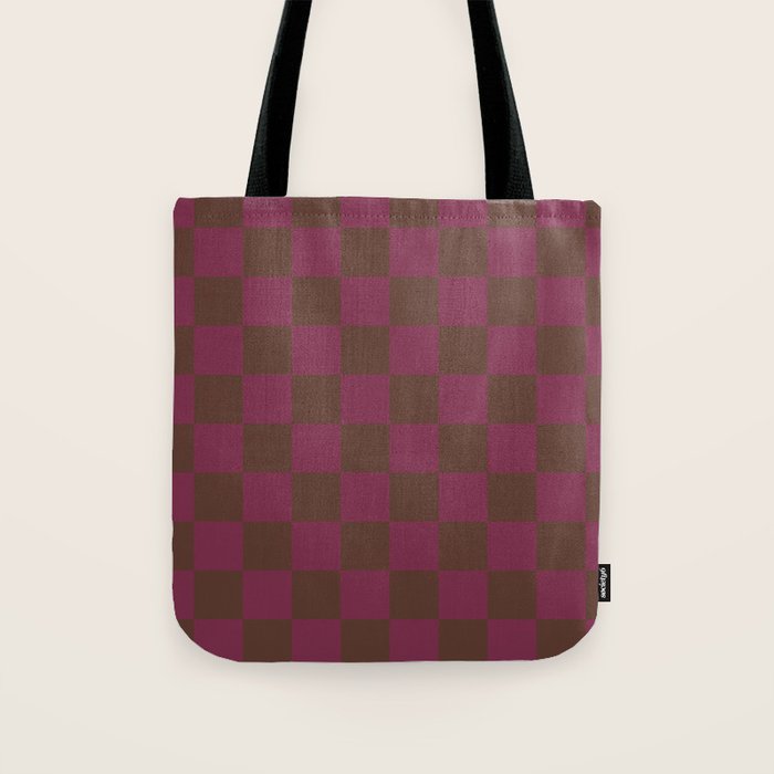 Chocolate x Ripe Berry Mixed Checker Tote Bag Gallery Image 1