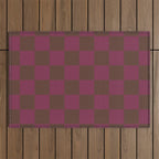 Chocolate x Ripe Berry Mixed Checker Outdoor Rug Gallery Image 1