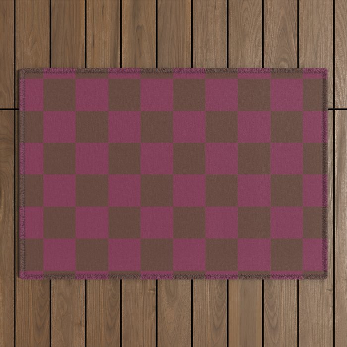 Chocolate x Ripe Berry Mixed Checker Outdoor Rug Gallery Image 1