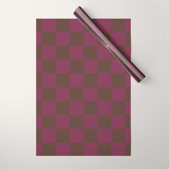 Chocolate x Ripe Berry Mixed Checker Wrapping Paper Gallery Image 1