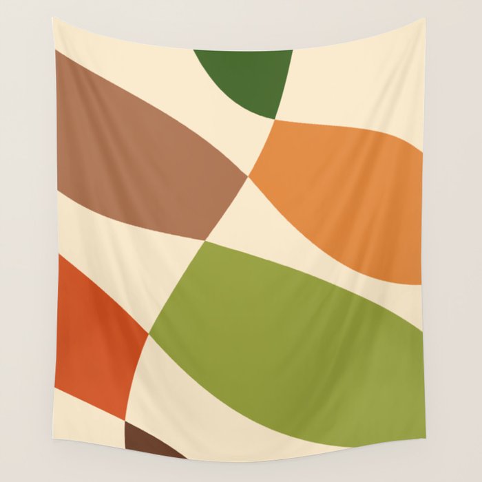 Abstract Mid-century Retro Earthy Shapes Wall Tapestry Gallery Image 4