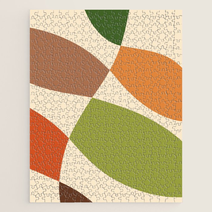 Abstract Mid-century Retro Earthy Shapes Jigsaw Puzzle Gallery Image 1