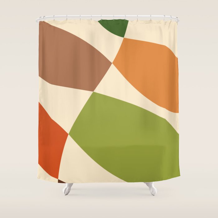 Abstract Mid-century Retro Earthy Shapes Shower Curtain Gallery Image 1