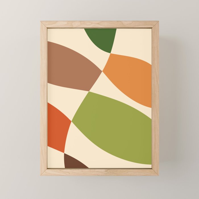 Abstract Mid-century Retro Earthy Shapes Mini Art Print Gallery Image 1