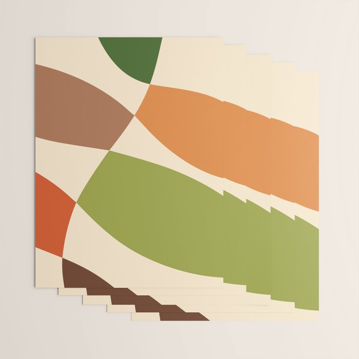 Abstract Mid-century Retro Earthy Shapes Wrapping Paper Gallery Image 3