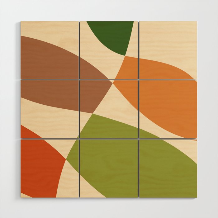 Abstract Mid-century Retro Earthy Shapes Wood Wall Art Gallery Image 1