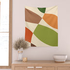 Abstract Mid-century Retro Earthy Shapes Wall Tapestry Gallery Image 2