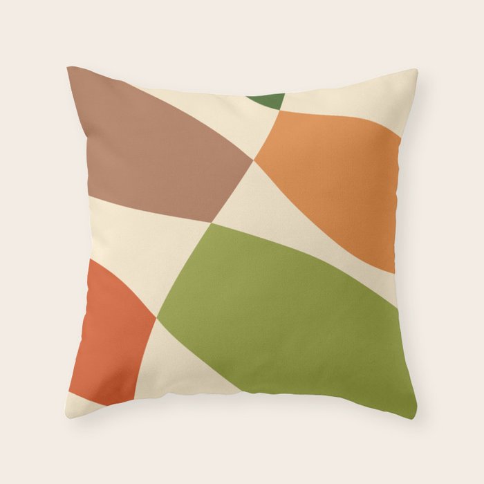 Abstract Mid-century Retro Earthy Shapes Throw Pillow Gallery Image 1