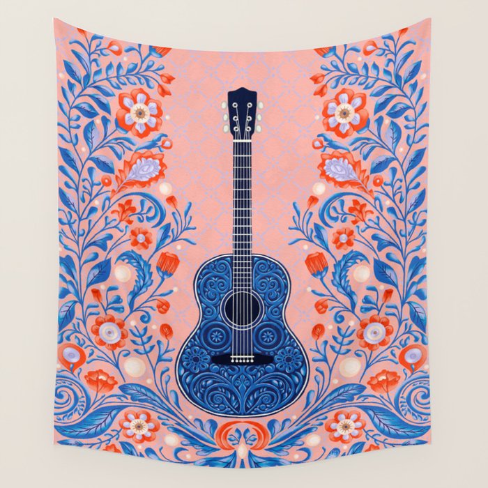 Guitar in Bloom Wall Tapestry Gallery Image 4