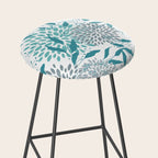 Floral Leaves and Blooms, Teal and Gray Stool Gallery Image 2