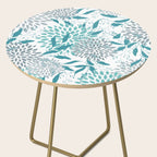 Floral Leaves and Blooms, Teal and Gray Side Table Gallery Image 2